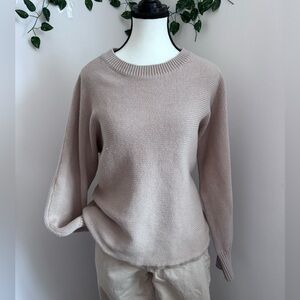 Philosophy Women's Beige Long Sleeve Crew Neck Sweater Cotton Oversized Size L